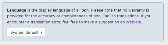 Image of language setting